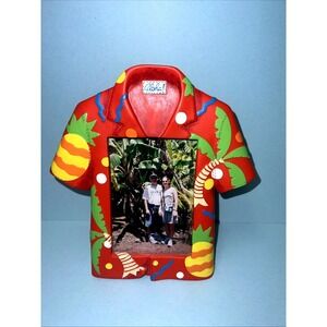 Aloha Tropical Shirt Photo Picture Frame Red with Pineapple and Palm Tree Design